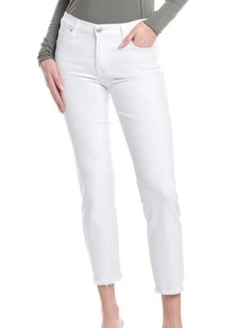 Women's 7 For All Mankind Roxanne Ankle Slim Cigarette Jeans, White, Size 26